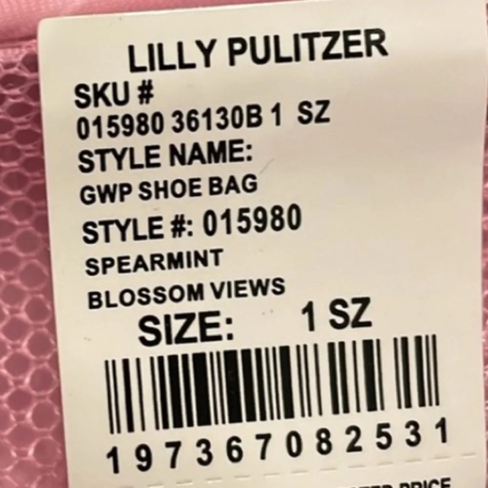 Lilly Pulitzer Designer Travel Shoe Bag Spearmint Blossom Views - Picture 4 of 7